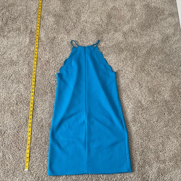 Everly Scalloped Trapeze Dress, Blue, Small - Picture 3 of 3